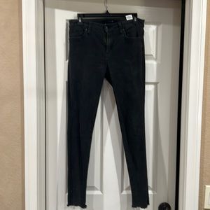 Joe’s black skinny jeans with frayed hem